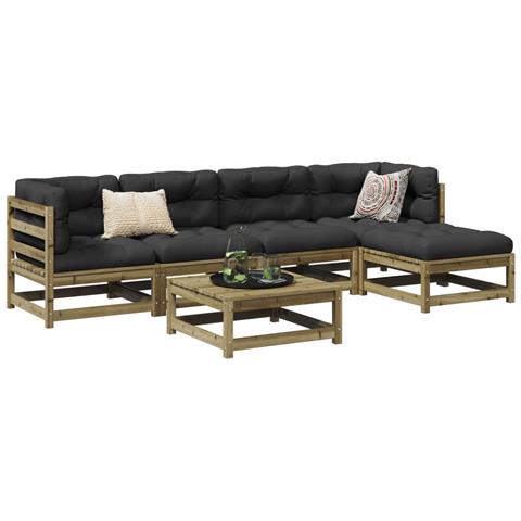 Set Divani da Giardino 6pz con Cuscini Legno Impregnato di Pino - Foto 2