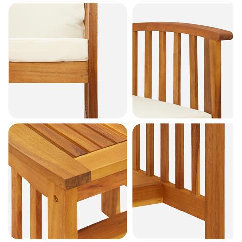 Set da giardino a 3 pezzi con cuscini in legno massello di acacia - Foto 9