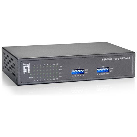 LevelOne FEP-1600W90, Fast Ethernet (10/100), Full duplex, Supporto Power over Ethernet (PoE), Montabile a parete - Foto 1