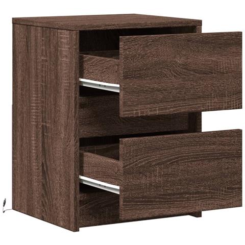 Comodino con Luci LED Rovere Marrone in Legno Multistrato - Foto 9