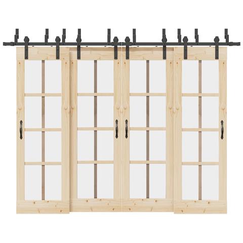 Kit di Binari per Porte Scorrevoli 305 cm Acciaio Nero - Foto 2