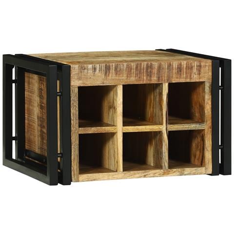 Portabottiglie 46x35x27.5 cm Legno Massello di Mango Grezzo - Foto 1