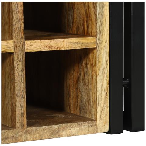 Portabottiglie 46x35x27.5 cm Legno Massello di Mango Grezzo - Foto 9