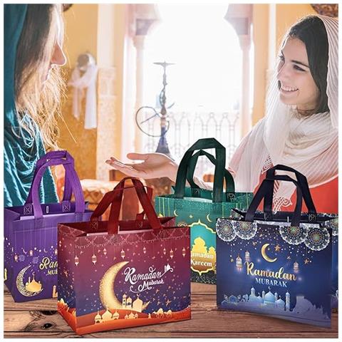 Borse Regalo Ramadan Mubarak Riutilizzabili Set Da 8 Pezzi - Foto 4