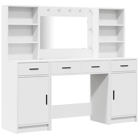 Set da toeletta 3 pezzi in legno ingegnerizzato bianco - Foto 1