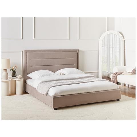 Letto Ad Acqua Velluto Rouen 160 X 200 Cm Tortora - Foto 1