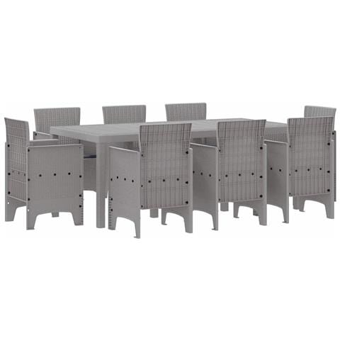 Set da Pranzo per Giardino 9 pcs Grigio chiaro Rattan Polt - Foto 1