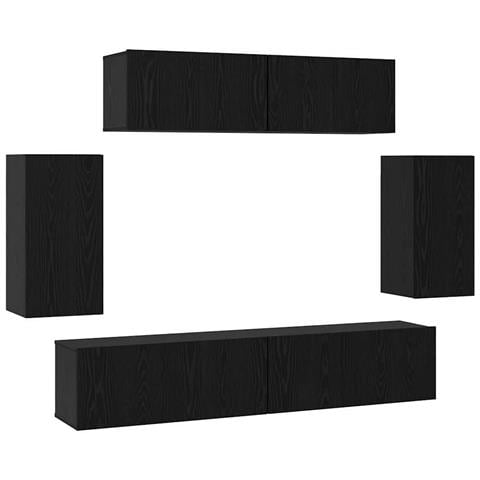 Set mobile TV 6 pcs Rovere nero 80 x 30 x 30 cm - Foto 1