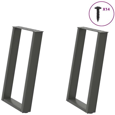 Gambe per tavolo da pranzo a forma di U 2 pz Antracite 50x(72-73) cm Acciaio - Foto 1