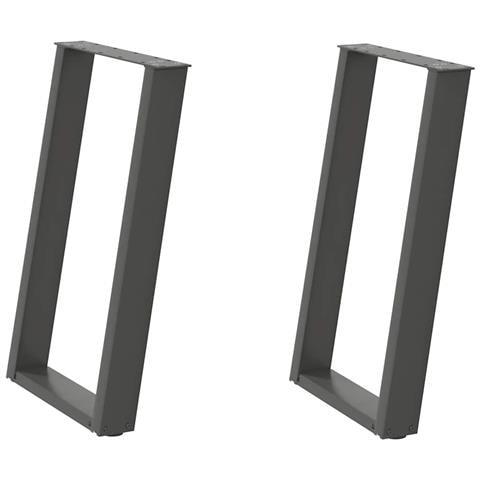 Gambe per tavolo da pranzo a forma di U 2 pz Antracite 50x(72-73) cm Acciaio - Foto 2
