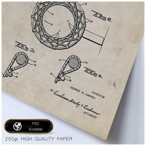 Set Di 6 Stampe Poster Con Brevetti Di Basket Poster Con Immagini Di Brevetti Retrò Design D'interni In Stile Vintage A3 & A4 Cornice Bianca - Foto 2