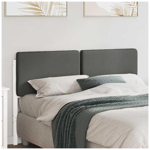 Testiera imbottita Bianco e grigio chiaro 150 cm Pino massello - Foto 2