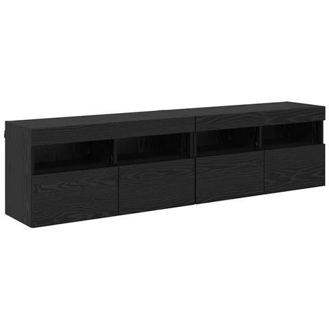 Mobiletti TV da Parete 2 pcs Rovere Nero 80 x 30 x 40 cm - Foto 1