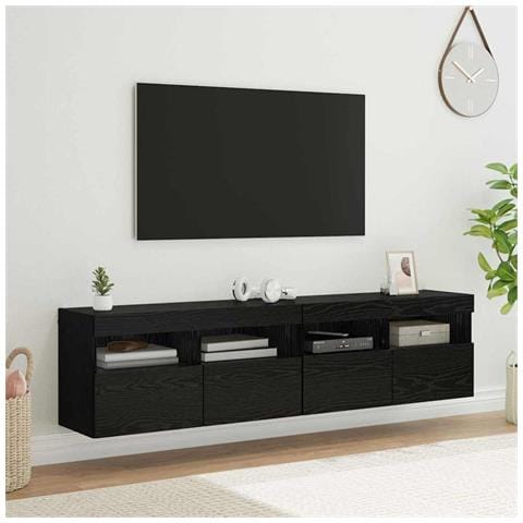 Mobiletti TV da Parete 2 pcs Rovere Nero 80 x 30 x 40 cm - Foto 2