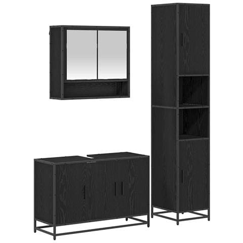 Set di mobili per il bagno con lo scaffale 3 pcs Legno vecchio - Foto 1