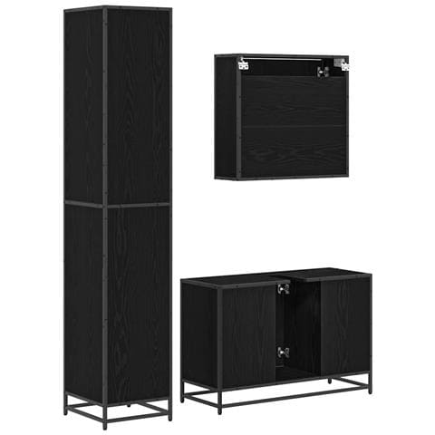 Set di mobili per il bagno con lo scaffale 3 pcs Legno vecchio - Foto 9