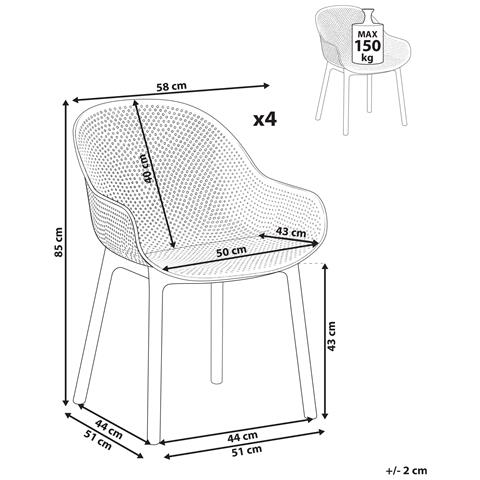 Set Di 4 Sedie Da Giardino Tiggiano Corallo - Foto 7