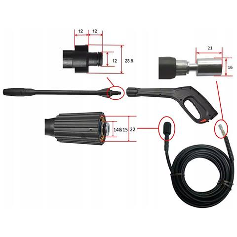 Pistola Alta Pressione Con Ugello Vario E Tubo 8m - Compatibile Con Idropulitrice Kärcher K2-k7 | 155bar | M22x1,5 | 60°c - Foto 2