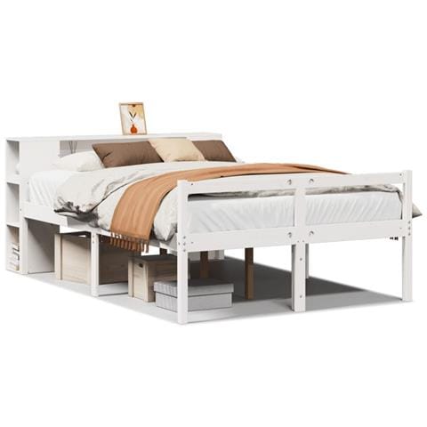 Letto Libreria senza Materasso Bianco 120x190 cm Legno di Pino - Foto 1