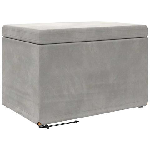 Pouf Grigio chiaro Velluto e Legno Ingegnerizzato - Foto 1