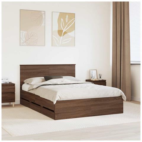 Struttura del letto con cassetto Rovere Marrone 150 x 200 cm - Foto 2