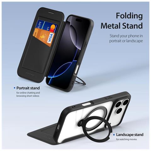 Cover per iPhone 17 Pro Max - Pelle /PU, Nero, MagSafe - Foto 2