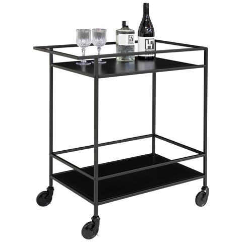 Carrello Bar Vita A 2 Ripiani In Nero Con Struttura In Acciaio, 68×40×79 Cm - Foto 1