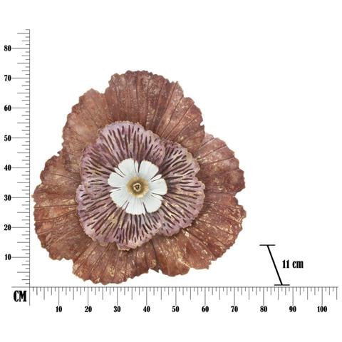 Pannello Decorativo Da Parete Bunga A Forma Di Fiore In Ferro Rosa E Marrone 73x72 Cm - Foto 7