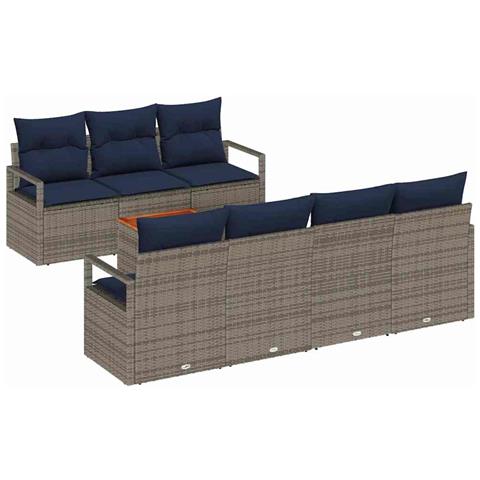 Set Divano da Giardino con cuscino 8 pcs Grigio polyrattan - Foto 1