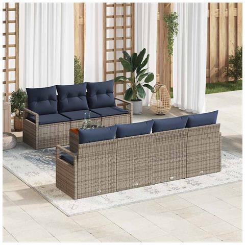 Set Divano da Giardino con cuscino 8 pcs Grigio polyrattan - Foto 2