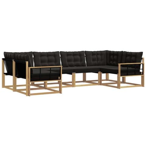 Set di divani da esterno con cuscino 6 pcs Bianco e Nero - Foto 1