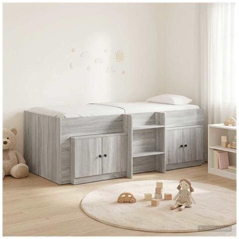Struttura Letto Loft con Mobile con porta 3 pz Sonoma grigio - Foto 2
