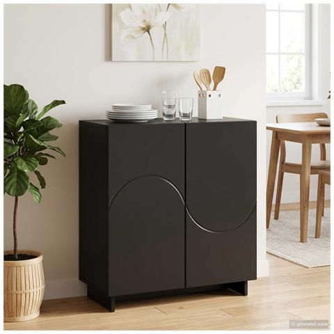 Credenza Nero 67 x 34,5 x 75 cm Legno ingegnerizzato - Foto 2