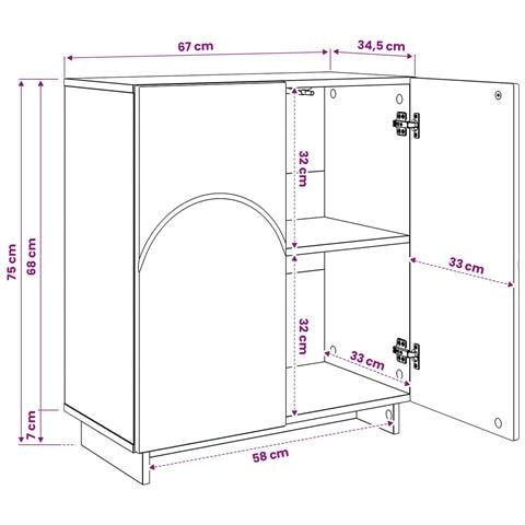 Credenza Nero 67 x 34,5 x 75 cm Legno ingegnerizzato - Foto 9