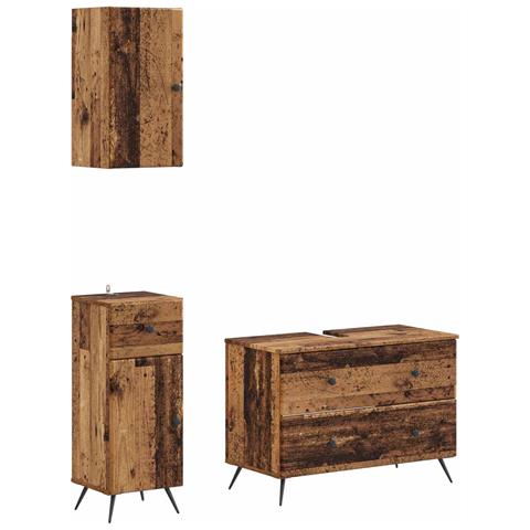 Set di armadietti da bagno in 3 pezzi BREDA Legno antico - Foto 1