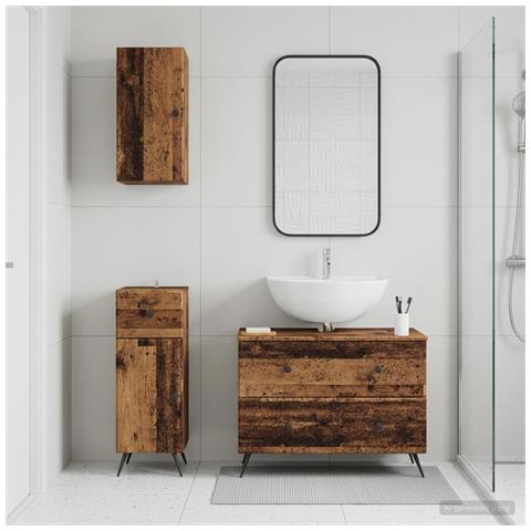 Set di armadietti da bagno in 3 pezzi BREDA Legno antico - Foto 10
