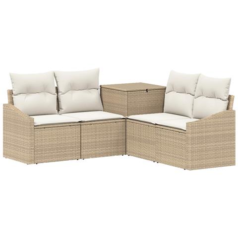 Set di divani 5 pz Beige e Bianco Crema - Foto 1