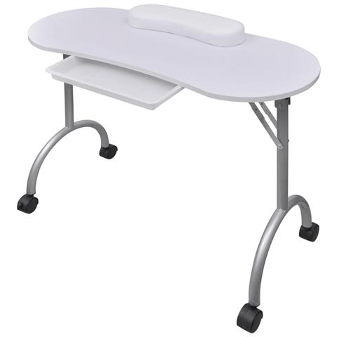 Tavolo manicure bianco con rotelle Dimensioni 90 x 37 x 68 cm - Foto 1
