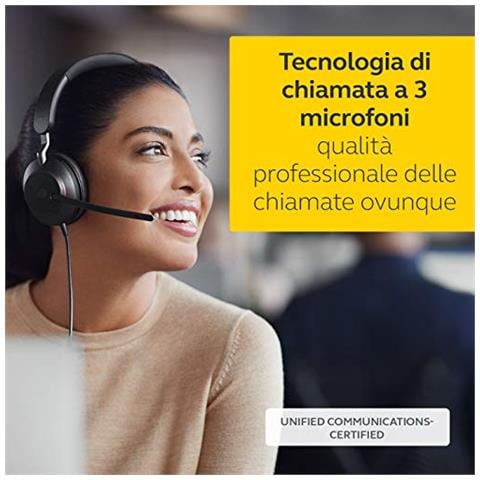 Evolve2 40 Cuffie Stereo Professionali Certificate UC e con Tecnologia di Chiamata a 3 Microfoni, Cavo con Entrata USB-A, Nero - Foto 2