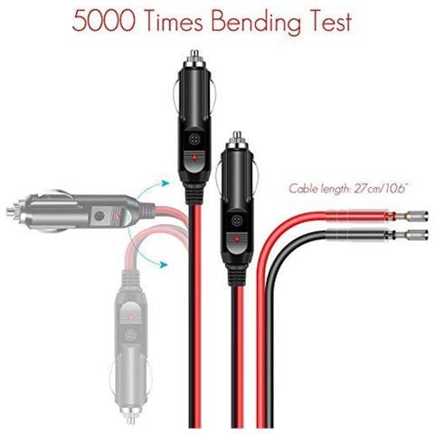 2 Car Pack 12v Sostituzione Accendisigari Spina Maschio Con Cavi 10a Fusibile Di Protezione Con La Luce Del Led Cavo Di Prolunga Plug Cigar Zoccolo Femmina Per Moto Auto Trattore - Foto 2