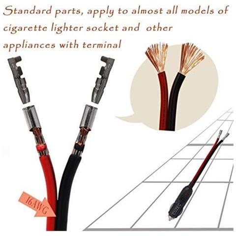2 Car Pack 12v Sostituzione Accendisigari Spina Maschio Con Cavi 10a Fusibile Di Protezione Con La Luce Del Led Cavo Di Prolunga Plug Cigar Zoccolo Femmina Per Moto Auto Trattore - Foto 4