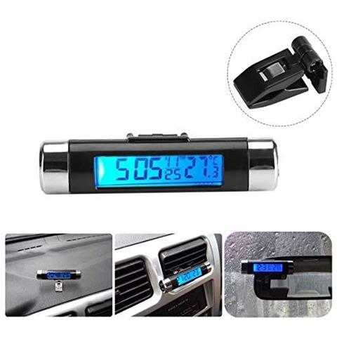 Auto Dellorologio Di Temperatura Clip-on Del Termometro Dellautomobile Auto Cruscotto Digitale Clocks Veicolo Del Calibro Di Temperatura Con Retroilluminazione E Display Lcd Per Camion Auto (retroilluminazione Blu) - Foto 1