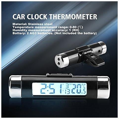 Auto Dellorologio Di Temperatura Clip-on Del Termometro Dellautomobile Auto Cruscotto Digitale Clocks Veicolo Del Calibro Di Temperatura Con Retroilluminazione E Display Lcd Per Camion Auto (retroilluminazione Blu) - Foto 4