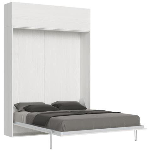 Letto Matrimoniale 160 Kentaro Verticale A Scomparsa Bianco Frassino Con Pensile - Foto 6
