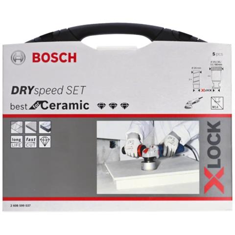 Professional 2608599037 Set Da 5 Pezzi, Punta Diamantata A Secco, Per Ceramica, X-lock, Dry Speed, Ø 20/25/35/51/68 Mm - Foto 2