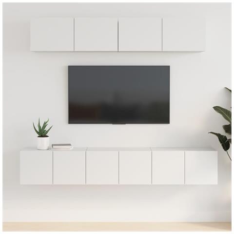 Set Di Mobili Porta Tv 5 Pz Bianco In Legno Multistrato - Foto 6