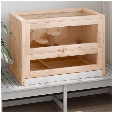 Gabbia Per Criceti 60x35,5x42 Cm In Legno Massello Di Abete - Foto 2