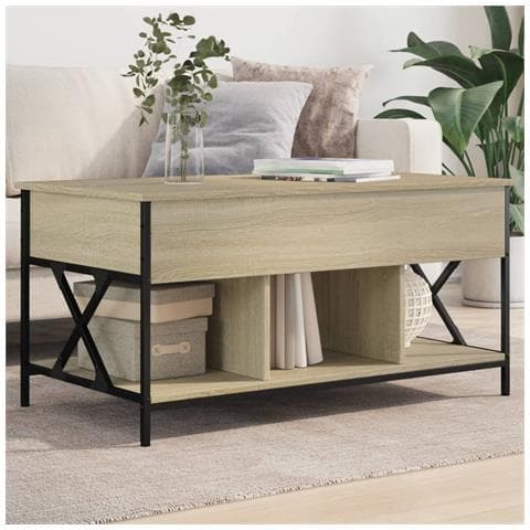 Tavolino Salotto Rovere Sonoma 100x55x50 Cm Multistrato Metallo - Foto 1