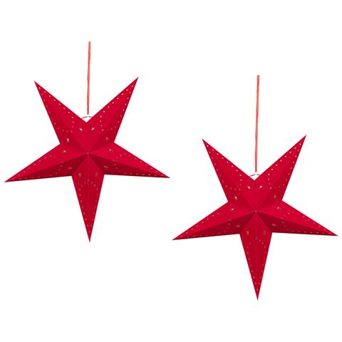 Set Di 2 Stelle Led Carta Rosso 45 Cm Motti - Foto 2