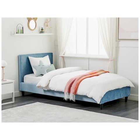Letto Velluto Fitou 90 X 200 Cm Azzurro - Foto 1